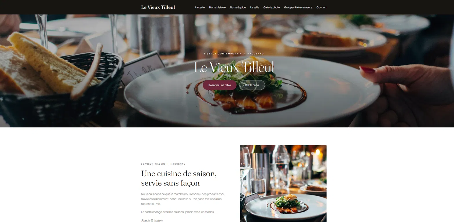 Site internet d'un restaurant à Haguenau : carte, réservation, galerie photo